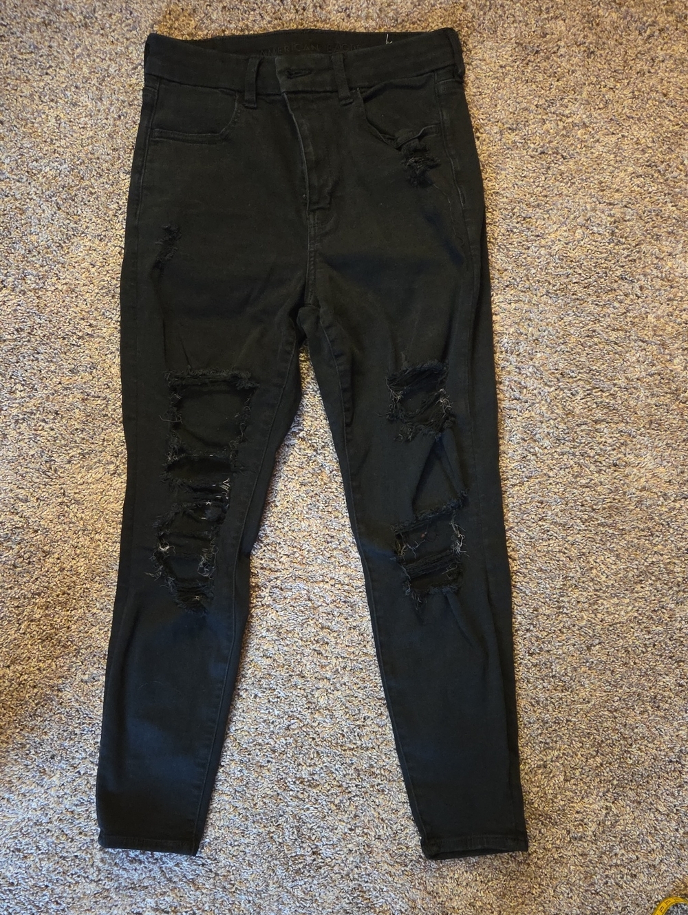 American Eagle Outfitters Black Distressed Skinny Jeans Size 6 Short